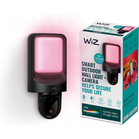 WiZ Slimme lamp met Camera voor buiten - Bedrade camera - Koppel met WiZ slimme verlichting - Beweging- en geluidsdetectie -Wi-Fi
