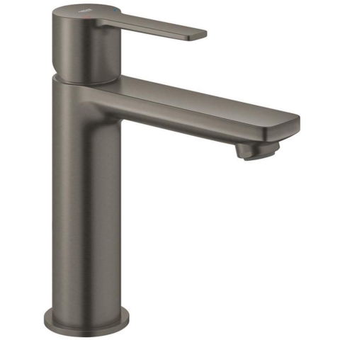 GROHE Lineare wastafelkraan - s-size - waterbesparend - met push open waste - gladde body - brushed hard graphite (antraciet)