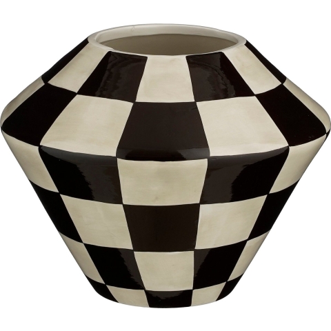 Mica Decorations Stratt Bloempot - H21 xØ27 cm - Keramiek - Zwart, Wit