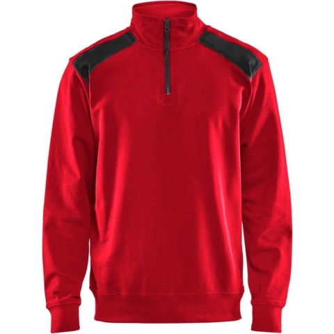 Blåkläder Sweatshirt bicolour met halve rits 33531158 | Rood/Zwart | Maat M - 7330509596968