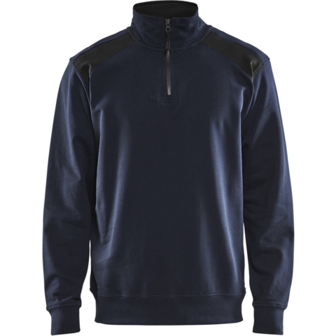 Blåkläder Sweatshirt bicolour met halve rits 33531158 | Donker marineblauw/Zwart | Maat XS - 7330509656662