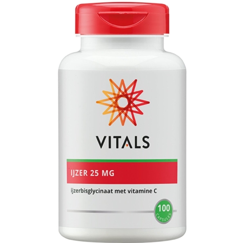 Gratis Verzending: 2x Vitals IJzer 25 mg met Vitamine C 100 capsules