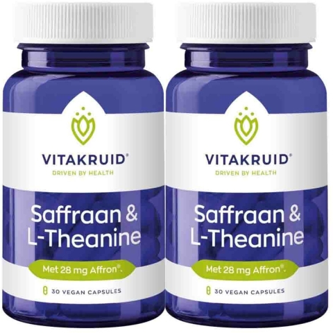 Gratis Verzending: 2x Vitakruid Saffraan&L-Theanine 30 vegacapsules