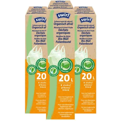 3x Swirl Pedaalemmerzakken Bio 20 liter 6 stuks