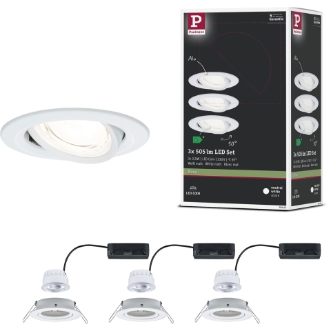 Paulmann 92455 Nova Coin LED-inbouwlamp Set van 3 stuks LED 2.8 W Wit (mat)