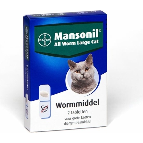 Mansonil All Worm Large Cat Ontworming - Grote Kat - 2 tabletten