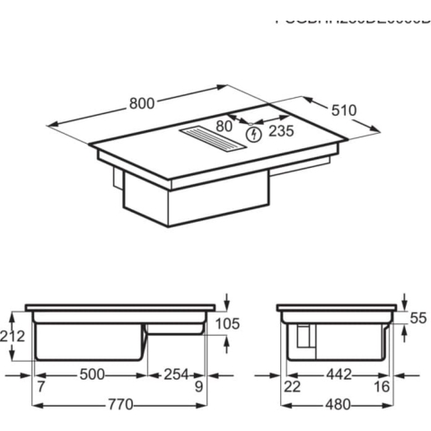 AEG Kookplaat met afzuiging - 6000 ComboHob met Bridge functie, SaphirMatt® 80 cm NCP84C01CZ