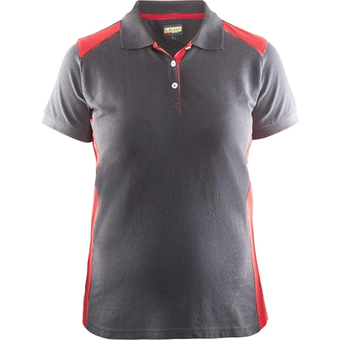 Blåkläder Dames poloshirt piqué 33901050 | Grijs/Rood | Maat XXL - 7330509515785