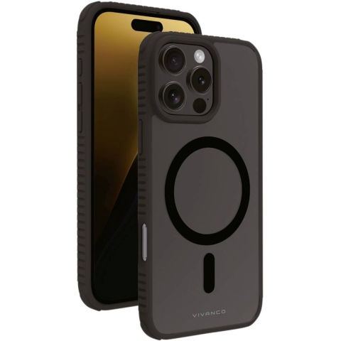 Vivanco MAG SOLID ELITE Backcover Apple iPhone 16 Pro Max Transparant, Zwart Inductieve lading, Zanddicht, Spatwaterdicht, Stofdicht