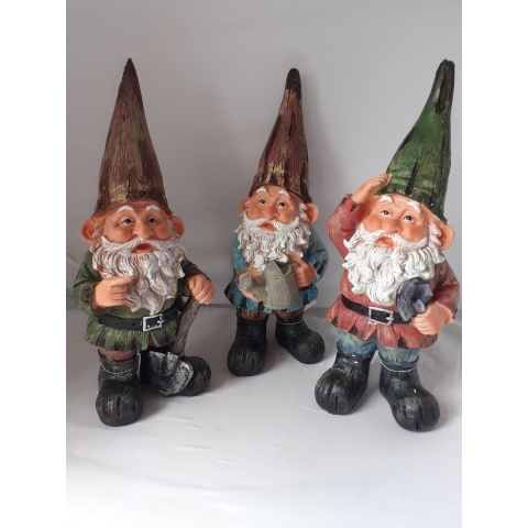 Tuinbeeld kabouter 11x7x24cm set a 3st