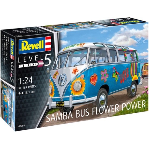 1:24 Revell 07050 Volkswagen VW Samba T1 "Flower Power" Plastic Modelbouwpakket