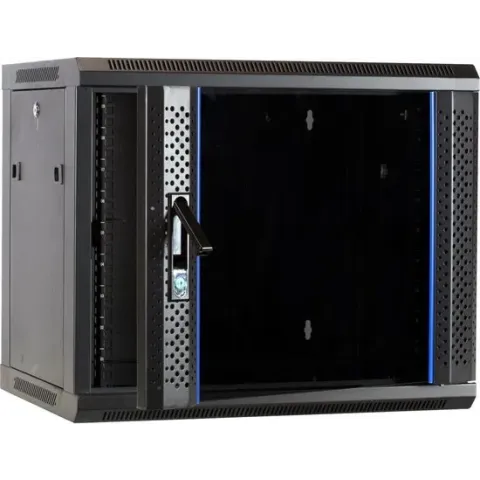 9U wandkast met glazen deur 600x450x500mm