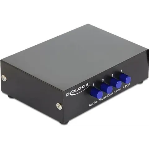 A/V Switch Delock 4 ingangen -> 1 uitgang bimeerwegklep
