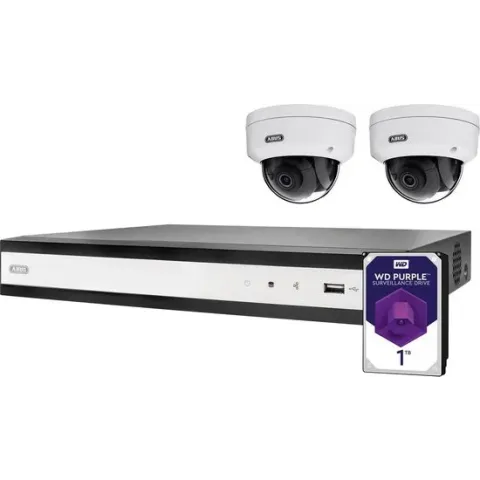 ABUS Performance Line 4-Kanal PoE Set TVVR36422D IP-Bewakingscameraset LAN 4-kanaals Met 2 cameras 1920 x 1080 Pixel