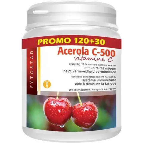Acerola vitamine C 500 zuig - 150 tabletten - Voedingssupplement