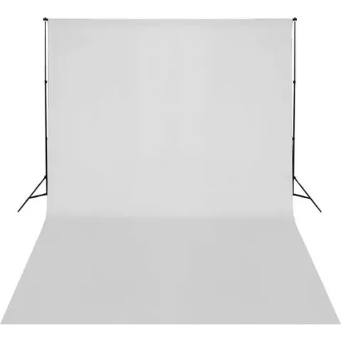 Achtergrondsysteem met wit doek 500 x 300 cm.