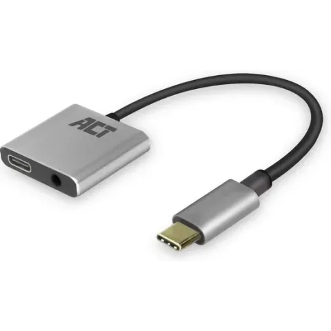 ACT AC7005 USB-C naar 3,5mm jack audio adapter en PD pass through