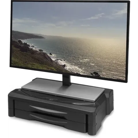 ACT AC8215 Monitor Standaard | Ultra Wide | 2 x Opberglades | Verstelbaar | Monitor Houder tot 32" en max10kg | Antislip