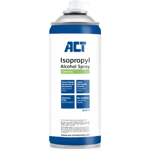 ACT Isopropyl Spray Alcohol – Geschikt voor schoonmaak van computer, printer en onderdelen - 400 ml – AC9511