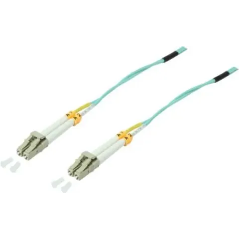 ACT LC Duplex Optical Fiber Patch kabel - Multi Mode OM3 - turquoise / LSZH - 0,25 meter