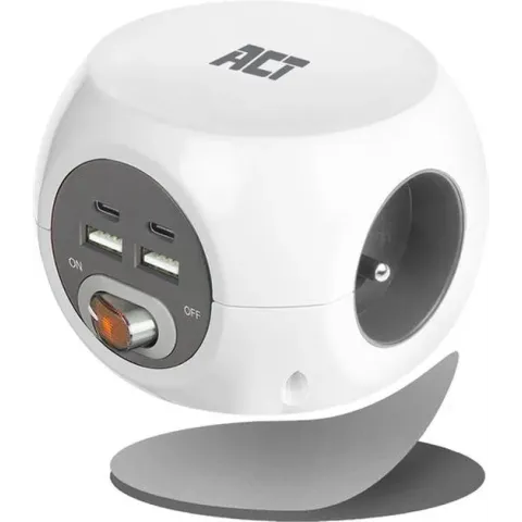 ACT Powercube met USB C | 3 Stopcontacten | Type F | 2x USB-C, 2x USB-A | 1,5m | Wit - AC2435