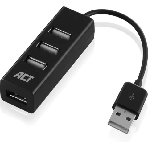 ACT USB Hub 4 poort – Mini Hub USB splitter – USB gevoed – USB 2.0 - AC6205