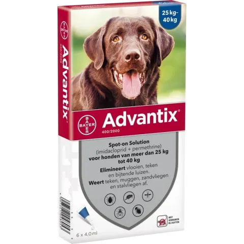 Advantix Spot-on 400/2000 - 25 Tot 40 kg - 6 Pipetten