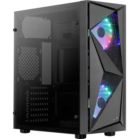 Aerocool Glider Tempered Glass tower-behuizing 2x USB-A 2.0, USB-A 3.2 (5 Gbit/s), 2x Audio, Window-kit