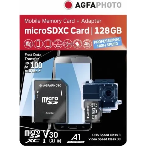 AgfaPhoto-MicroSDXC-UHS-I-128GB-Prof.-High-Speed-U3-/-V30-/-A1