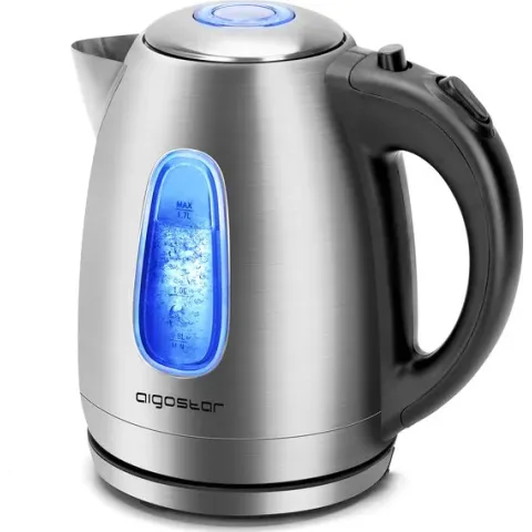 Aigostar Queen 30CDZ - Waterkoker RVS met Led verlichting - 1.7 Liter Zwart