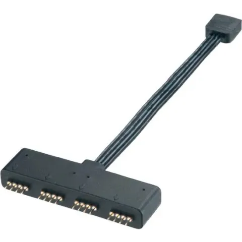 AKASA splitter voor RGB ledstrips, 1x vrouwelijk naar 4x mannelijk, 10 cm, zwart