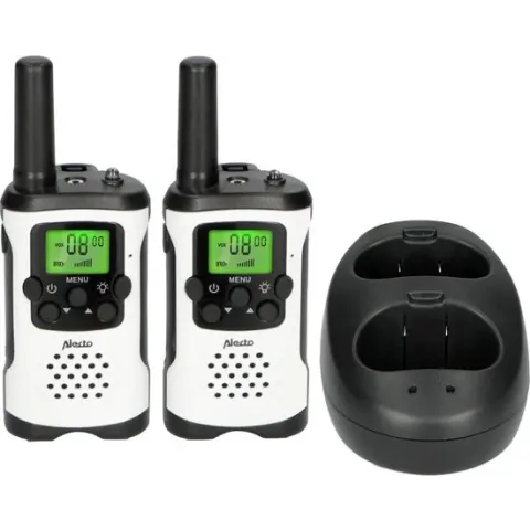 Alecto FR-175 Walkie talkie 7 km - Inclusief dual charger pod - Zaklamp - Wit / Zwart