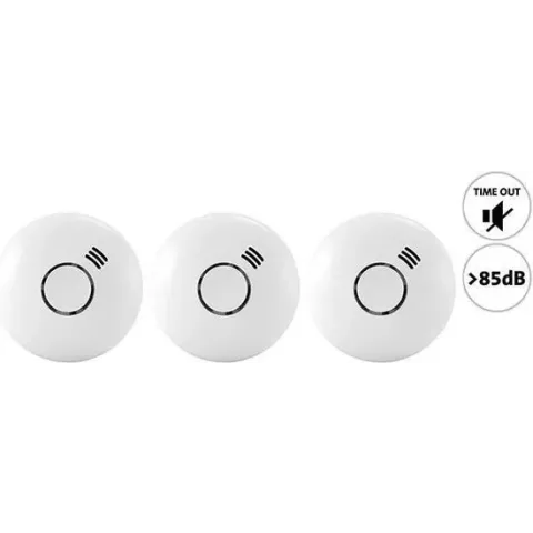 Alecto SA-43 Draadloos Koppelbare Rookmelder, 3 stuks - Design, Test-en Resetknop - Wit