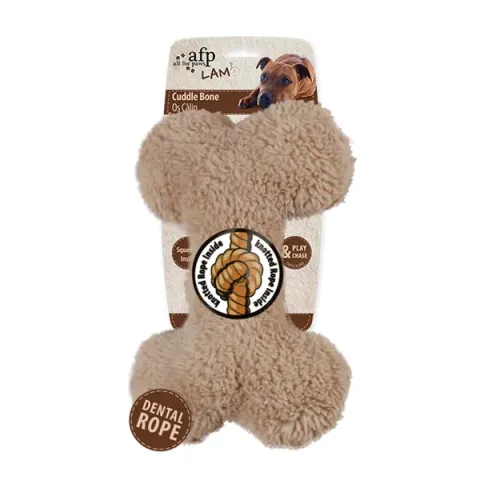 All For Paws Lamswool Plush Bone - Hondenspeelgoed - 23x15x6 cm Assorti