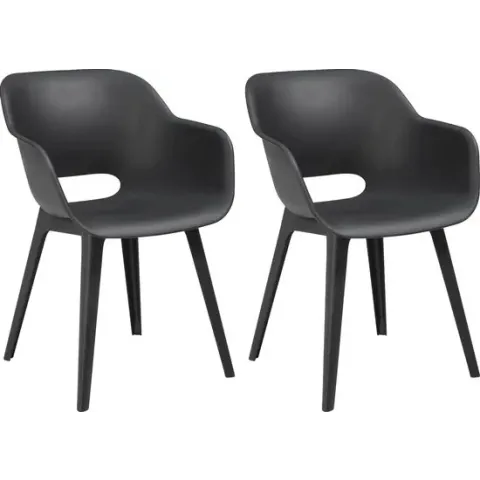 Allibert Akola Tuinstoelen - 2 stuks -56,5x55x80cm - Donkergrijs