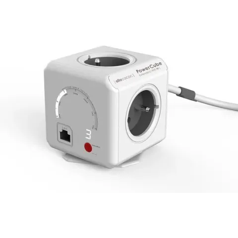Allocacoc 9720/FREXWF PowerCube Extended WiFi, stekkerdoos Type E, 4 sockets, 1.5m, wit/grijs (BN1015)