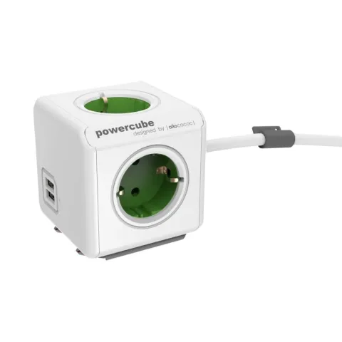 Allocacoc PowerCube Extended Groen 1,5m kabel