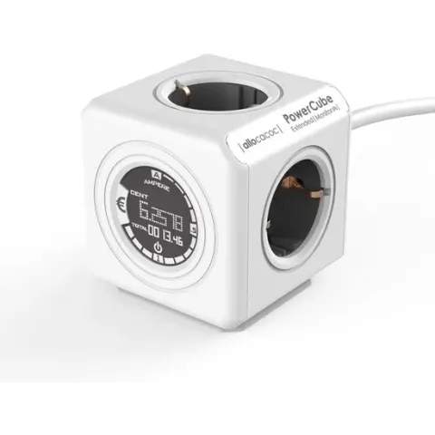 Allocacoc PowerCube Extended Monitor Stekkerdoos - NL/DE (Type F) - Kabel Lengte 1.5 - Wit