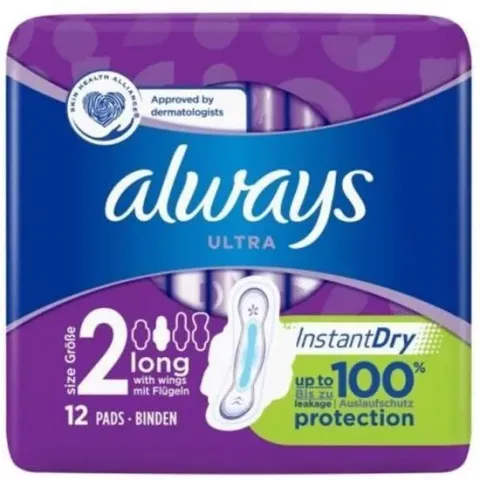 Always Ultra Long Sanitary Pads With Wings, 1 Pack Of 12 Pieces