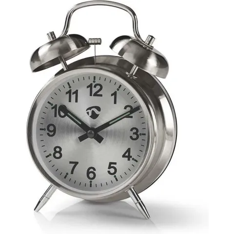 Analogue Desk Alarm Clock | Metal | Silver