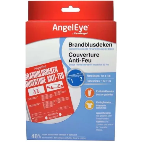 AngelEye Brandblusdeken FB100-AE-BNLR - 1 x 1 meter - Ideaal voor prullenbak- en kledingbranden