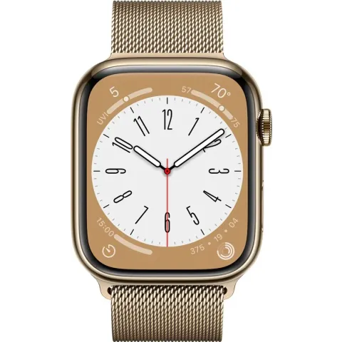 Apple Watch Series 8 - 4G - 41mm - Goud Roestvrijstaal - Goud Milanees bandje