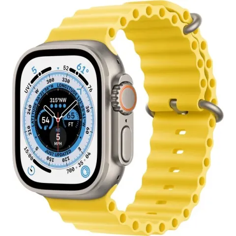 Apple Watch Ultra - 4G - 49mm - Titanium kast - Geel Ocean bandje