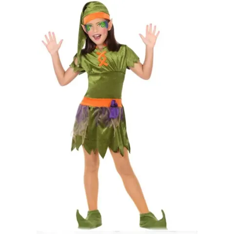 ATOSA - Groen en oranje bos elfen pak voor meisjes - 98/104 (3-4 jaar) - Kinderkostuums