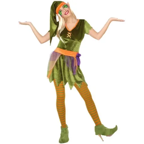 ATOSA - Kleurrijk boskabouter kostuum voor vrouwen - XS / S (34 tot 36) - Volwassenen kostuums