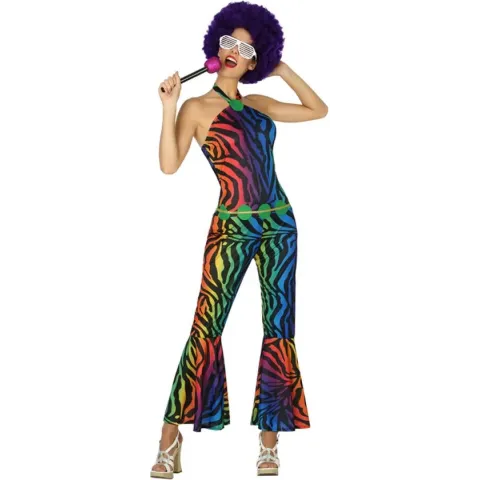 ATOSA - Veelkleurige luipaard disco kostuum voor vrouwen - M / L - Volwassenen kostuums