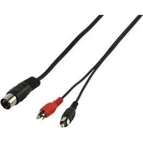 Audio / video kabel 5p DIN steker - 2x tulp steker 1,20 m