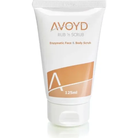 Avoyd Rub 'n Scrub 125ml - Face & Body Scrub met fijne abrikozenpitkorrel - Prettige Ylangylanggeur - 051