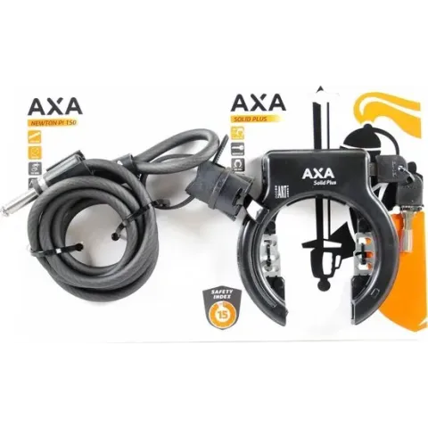 Axa Solid Plus Ringslot + Insteekketting Newton PL150 - ART2 - Zwart