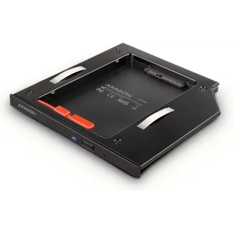 AXAGON RSS-CD09 2.5 SSD/HDD caddy into DVD slot, 9.5 mm, LED, ALU